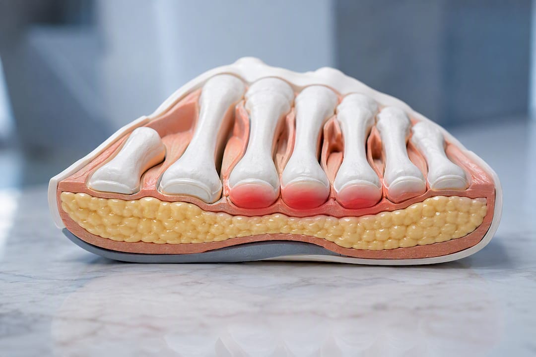 Sezione anatomica dell'avampiede e del cuscinetto plantare